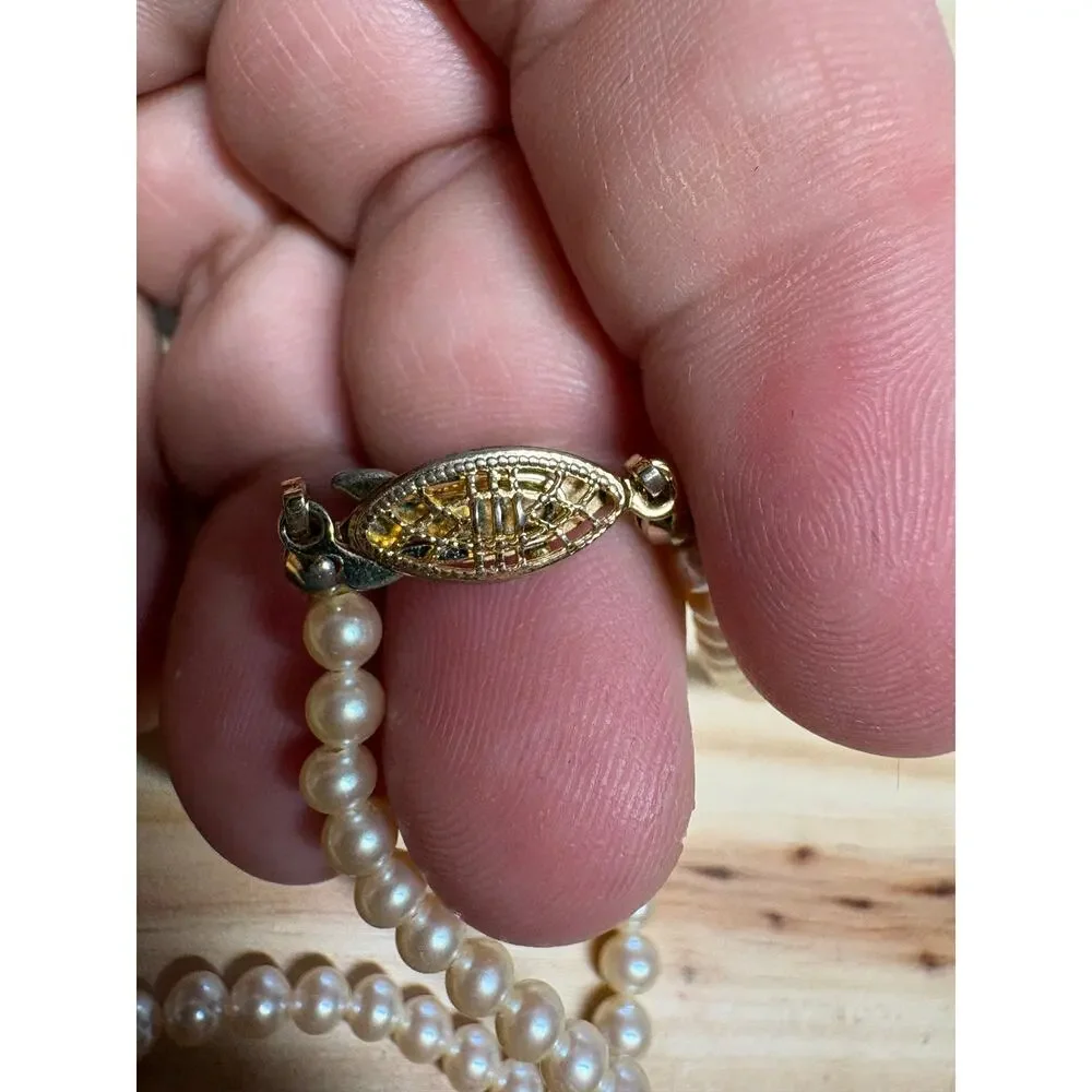 Marvella Faux Pearl Necklace Gold Tone Clasp 14